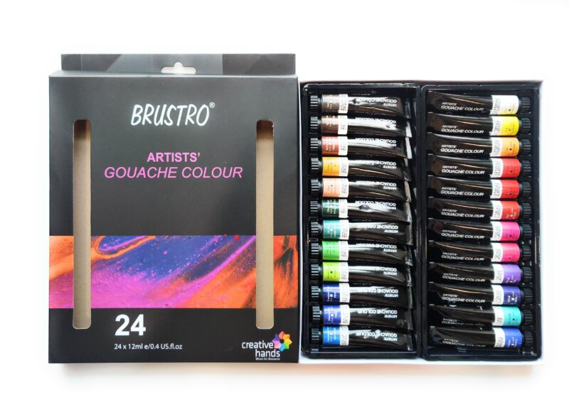 BRUSTRO Artist's Gouache Colour | Set of 24 Colors X 12ml Tubes |Perfect for Watercolor paper,Infinite Blending,Non-Toxic,Highly Pigmented,Ideal for Professional Artists,Graphic Designers,Illustrators - Image 5