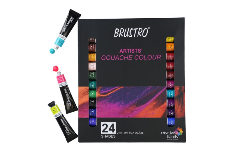 BRUSTRO Artist's Gouache Colour | Set of 24 Colors X 12ml Tubes |Perfect for Watercolor paper,Infinite Blending,Non-Toxic,Highly Pigmented,Ideal for Professional Artists,Graphic Designers,Illustrators - Image 6