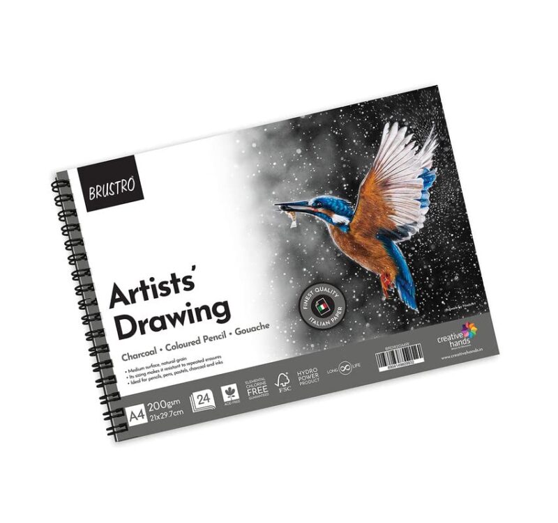 Brustro Artists Gouache Colour Set of 24 (12ML Tubes Each) + Synthetic Brush Set of 15 + Drawing Pad 200 GSM Wiro Bound. - Image 3