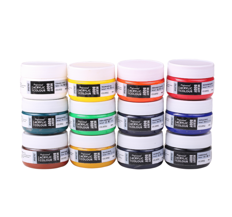 Brustro Professional Artists' HEAVYBODY Acrylic Paint Packs - 50ML Pack of 12 A - Image 3