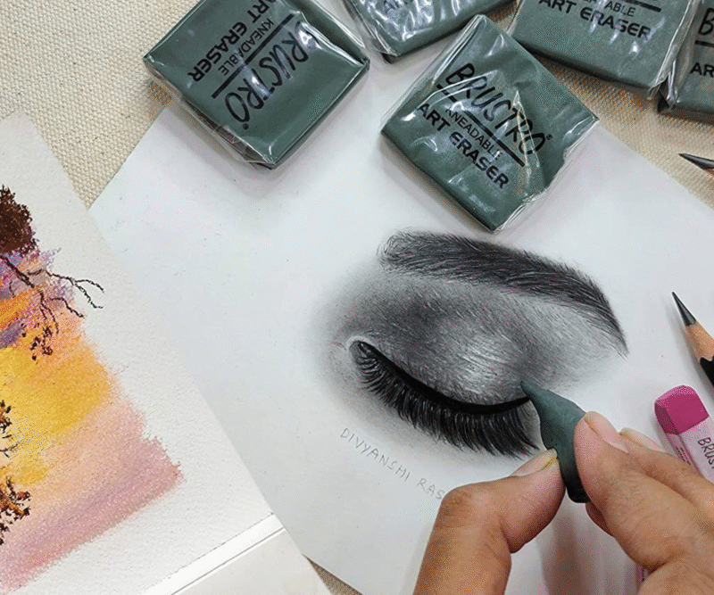 BRUSTRO Kneadable Art Eraser | Pack of 6 | Ideal for Students and Adults, Soft, Durable, Charcoal, Cleaning, Lightening, Correction of Drawings, Sketching, Art, Fineart, School, Office Use - Image 2