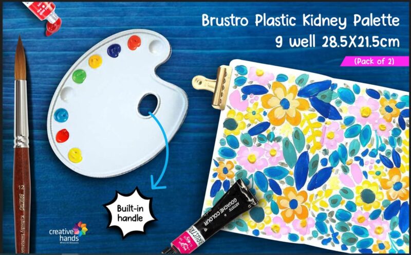 BRUSTRO Oval Shaped 9 Well Plastic Palette 21X28CM. (Pack of 2) - Image 3