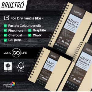 Brustro Toned Paper - Kraft Sketchbook, Wiro Bound, Size A5, 100GSM (100 Sheets) 200 Pages - Image 4