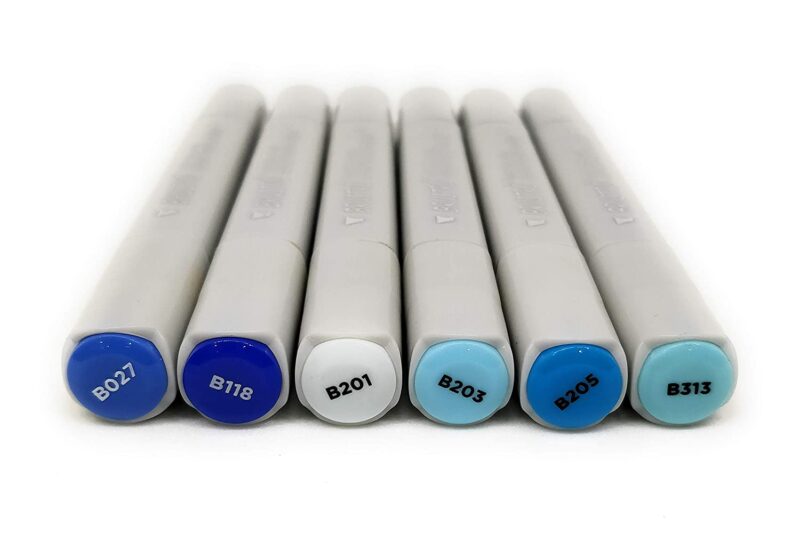 BRUSTRO Twin Tip Alcohol Based Marker Set of 6 (Blues) in Crossline PP See Through Box - Image 4