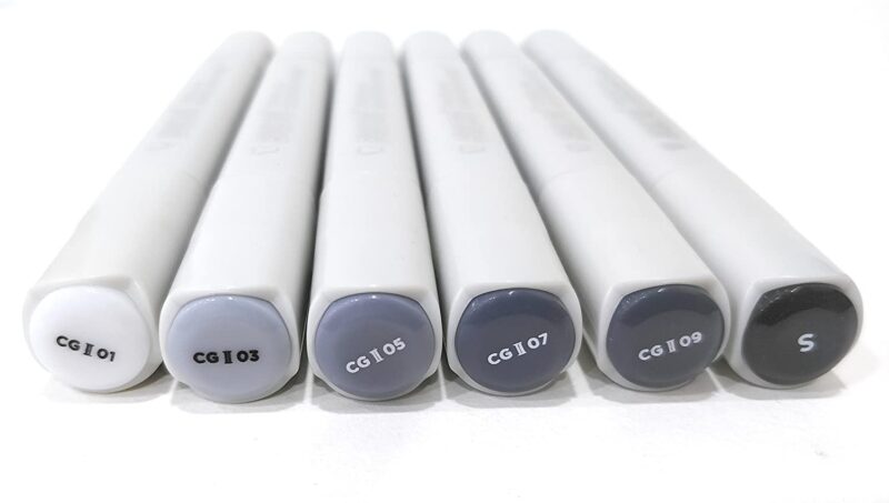 BRUSTRO Twin Tip Alcohol Based Marker Sets (CG A (6)) in Crossline PP See Through Box - Image 2