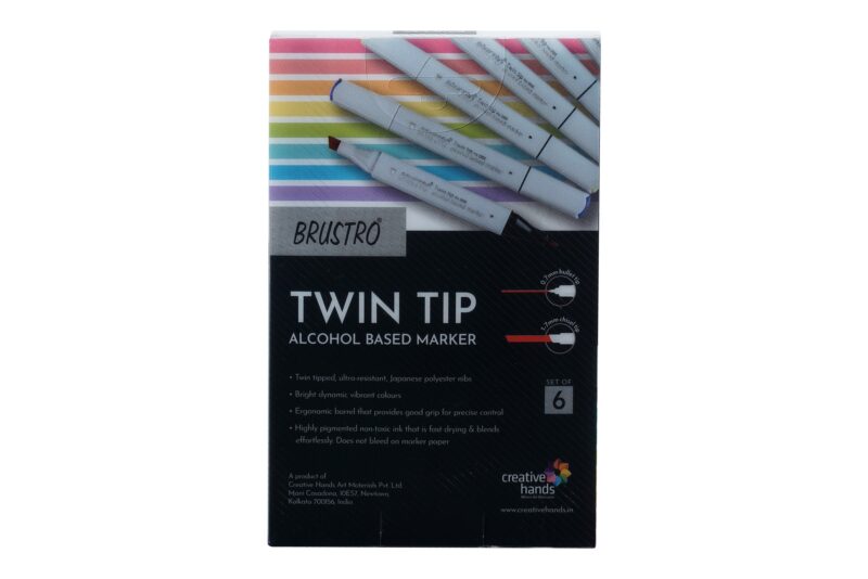 BRUSTRO Twin Tip Alcohol Based Marker Sets (CG A (6)) in Crossline PP See Through Box - Image 5