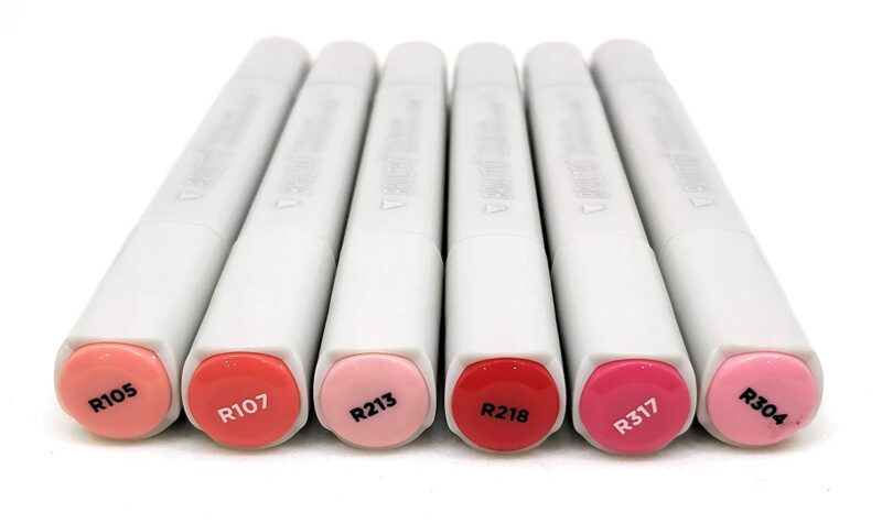 BRUSTRO Twin Tip Alcohol Based Marker Set of 6 (Reds) in Crossline PP See Through Box - Image 2