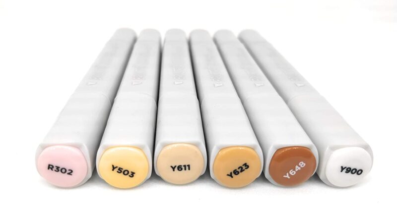 BRUSTRO Twin Tip Alcohol Based Marker Set of 6 (Skin) in Crossline PP See Through Box - Image 4