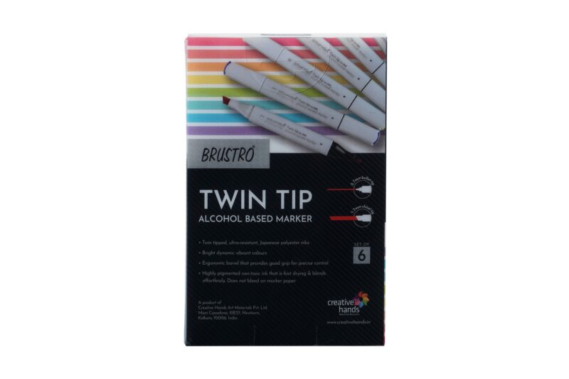 BRUSTRO Twin Tip Alcohol Based Marker Set of 6 (Yellows) in Crossline PP See Through Box - Image 2