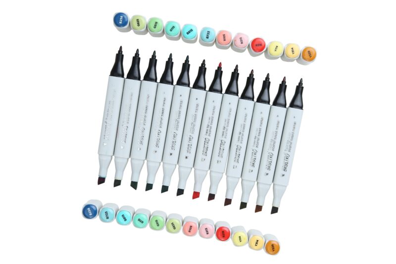 BRUSTRO Twin Tip Alcohol Based Marker Set Of 12 - Basic C in Crossline PP See Through Box - Image 3