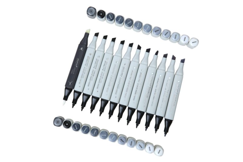 BRUSTRO Twin Tip Alcohol Based Marker Set of 12 - Cool Greys in Crossline PP See Through Box - Image 5