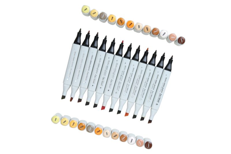 BRUSTRO Twin Tip Alcohol Based Marker Sets Earth Tone (12) in Crossline PP See Through Box - Image 5