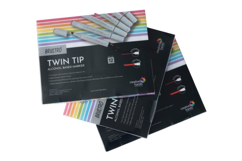 Brustro Twin Tip Alcohol Based Marker Sets (Set of 36 Basic) in Crossline PP See Through Box - Image 2