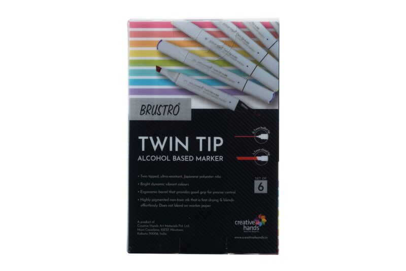 BRUSTRO Twin Tip Alcohol Based Marker Set of 6 - Warm Greys Set B in Crossline PP See Through Box - Image 2
