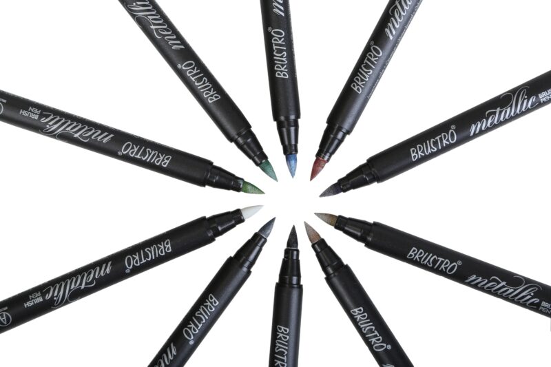 Brustro DIY Mandala Colouring Book 9"x9" 160 GSM 25 Perforated Sheets & Brustro Metallic Brush Pens - Soft Brush Tip for Calligraphy, Hand Lettering, Colouring, Card Making - Set of 10 Colors - Image 4