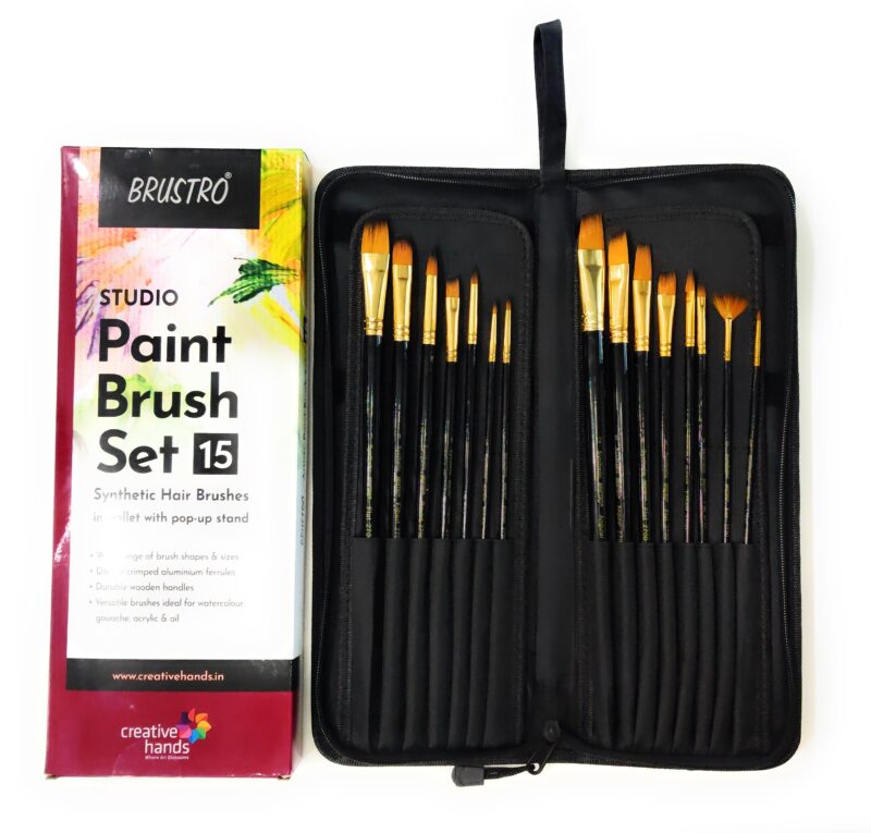 Brustro Studio Paint Brush Set of 15. (for Watercolor, Gouache, Acrylic and Oil Paint) - Image 4