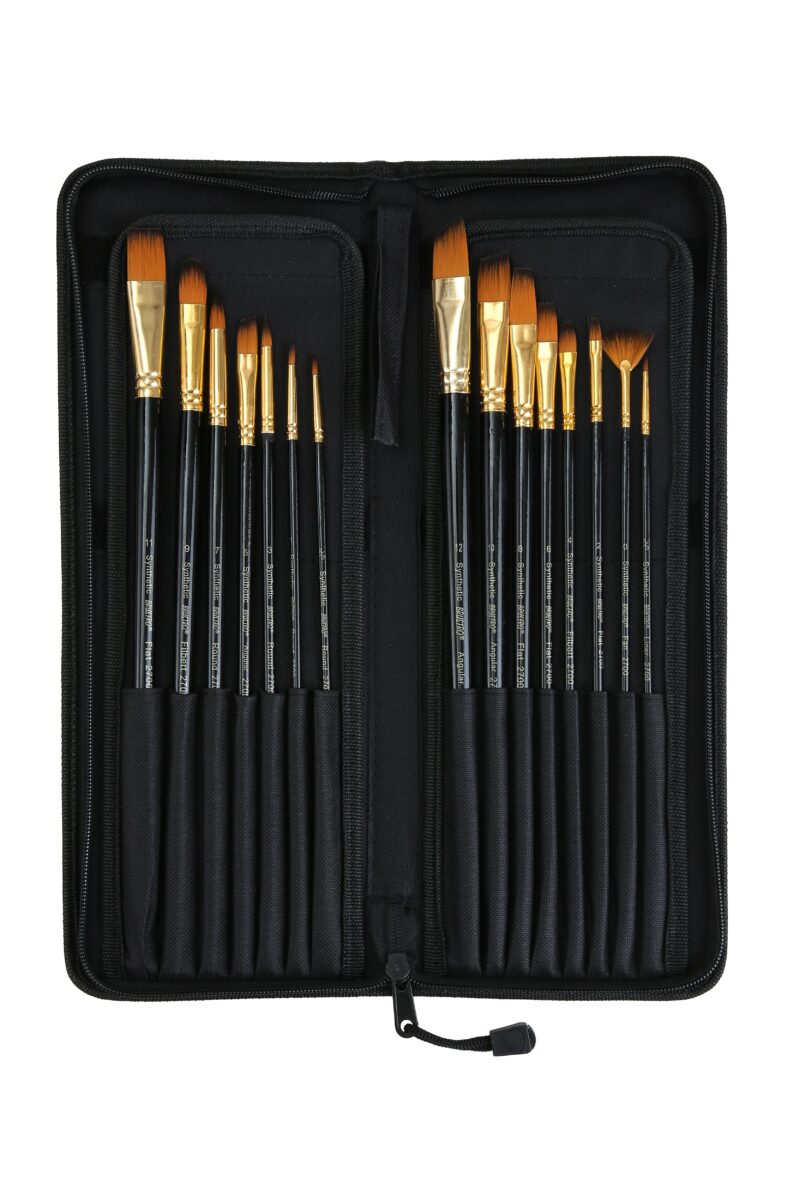Brustro Studio Paint Brush Set of 15. (for Watercolor, Gouache, Acrylic and Oil Paint)