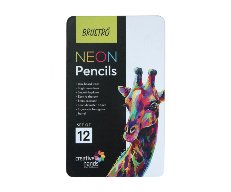 Brustro Neon Pencils Set of 12 (in Elegant tin Box) - Image 2
