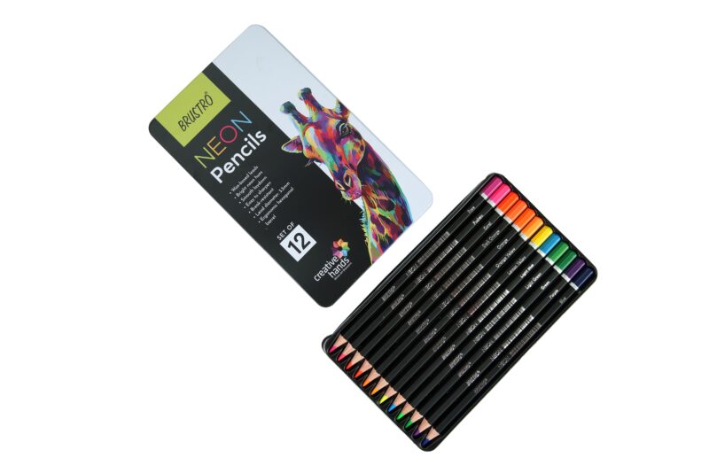 Brustro Neon Pencils Set of 12 (in Elegant tin Box) - Image 6