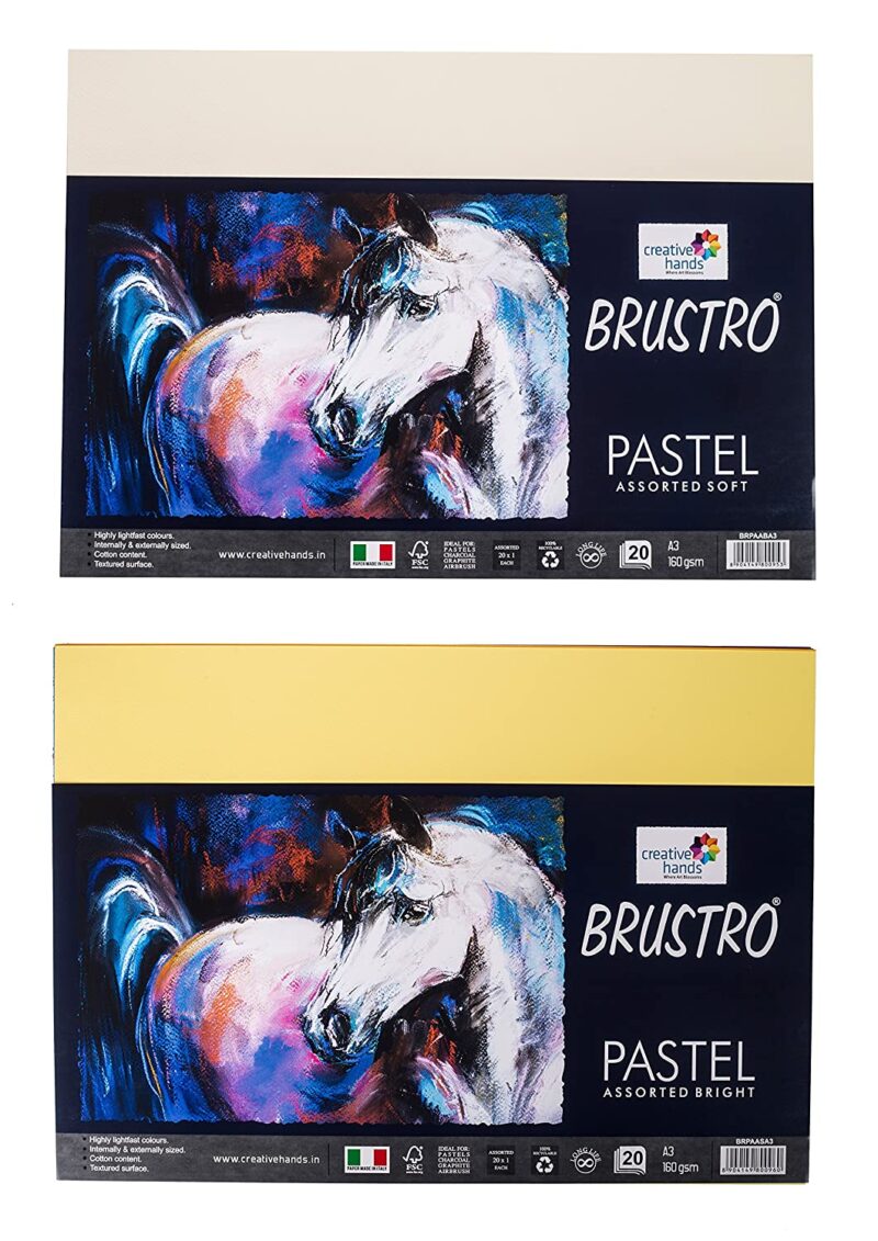 Brustro Artist's Pastel Papers 160 GSM A4 Bright & Soft shades 40 sheets (20 Sheets of each shades) - Image 2