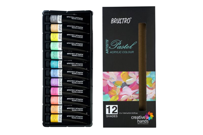 BRUSTRO Artist's Acrylic Pastel Colour | Set of 12 Colors X 12ml Tubes | Ideal for Paper, Canvas, Shading, Portrait, Coloring, Inter-mixable, Perfect for Artists and Crafters - Image 4