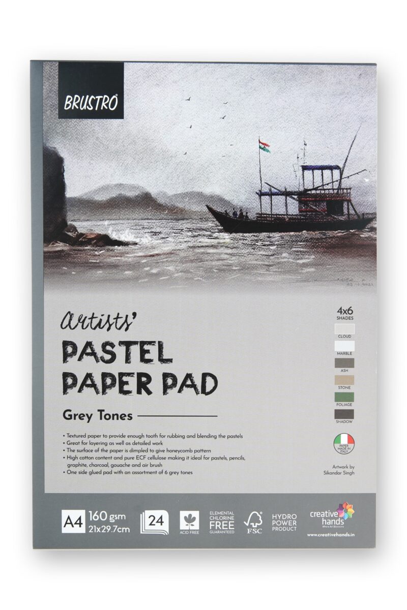 Brustro Artists' Pastel Paper Pad of 24 Sheets (160 GSM), Colour - Grey Tones, Size - A4 - Image 3