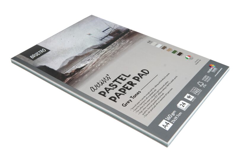 Brustro Artists' Pastel Paper Pad of 24 Sheets (160 GSM), Colour - Grey Tones, Size - A4