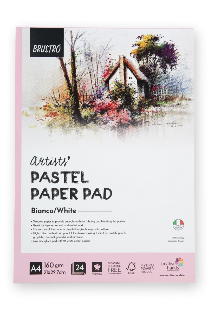 Brustro Artists' Pastel Paper Pad of 24 Sheets (160 GSM), Colour - White, Size - A4 - Image 3