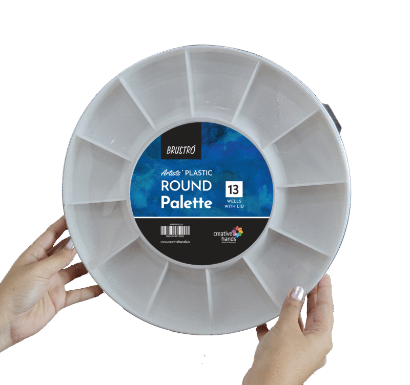 Brustro Round Plastic Palette 13 Wells with Clear lid (30 cm/12” Dia) - Image 7