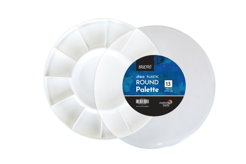 Brustro Round Plastic Palette 13 Wells with Clear lid (30 cm/12” Dia) - Image 5