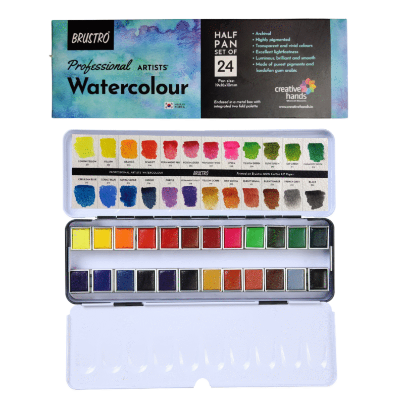 Brustro Professional Artists' Watercolour 24 half pan set - Image 3