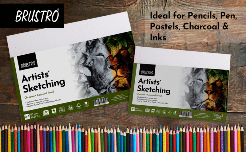 Brustro Artists Sketching Paper 110 GSM A4 Size, Pack of 40 Sheets - Image 3