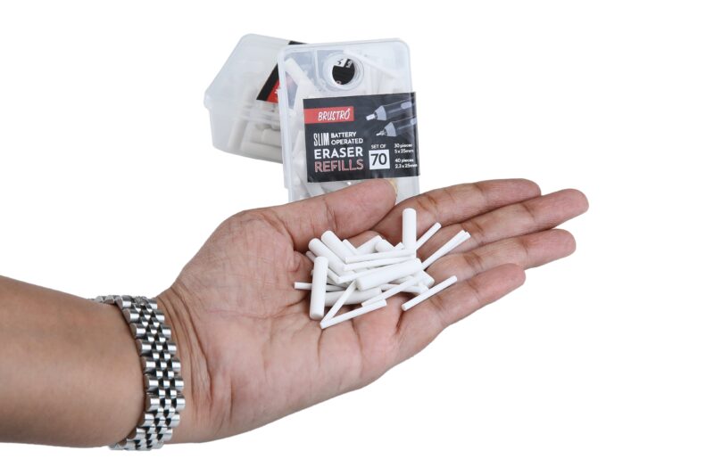 BRUSTRO Slim Battery Operated Eraser Refills |Set of 70 - includes - 30 Pieces of 5x25mm & 40 Pieces of 2.3x25mm| Artists Sketching, Drawing, Portrait Shading, Graphite, charcoal Pencils Correction - Image 2