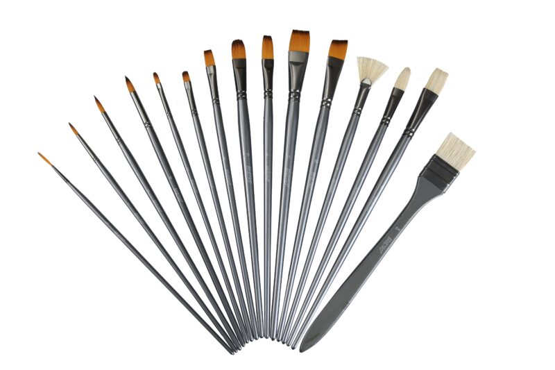 Brustro Artists’ Mixed Hair Brush Set of 15 IN PU BAG - Image 4