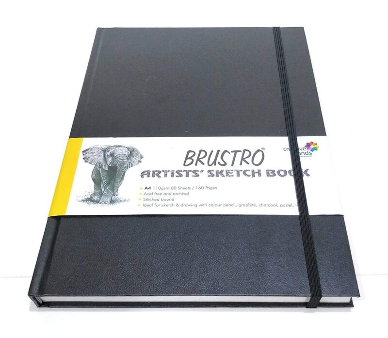 Brustro Artists Stitched Bound Sketch Book, A4 Size, 160 Pages, 110 GSM (Acid Free)