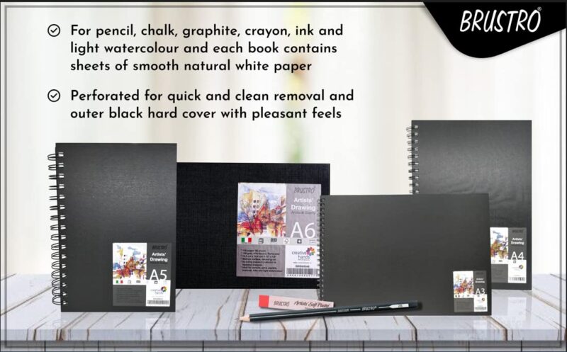 Brustro Artists Sketch Book Wiro Bound A5 Size ( 14.8 CM x 21 CM ), 116 Pages,160 GSM (Acid Free) - Image 5