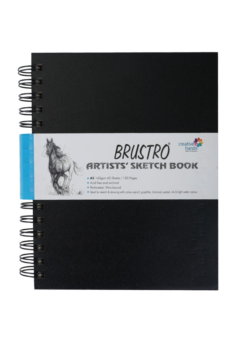 BRUSTRO Artists Wiro Bound Sketch Book | Spiral | A5 Size | 120 Pages, 160 GSM | Ideal for Students and Adults, School, Office, Drawing, Sketching, Mandala, Shading Art | Medium Surface, Natural Grain - Image 5