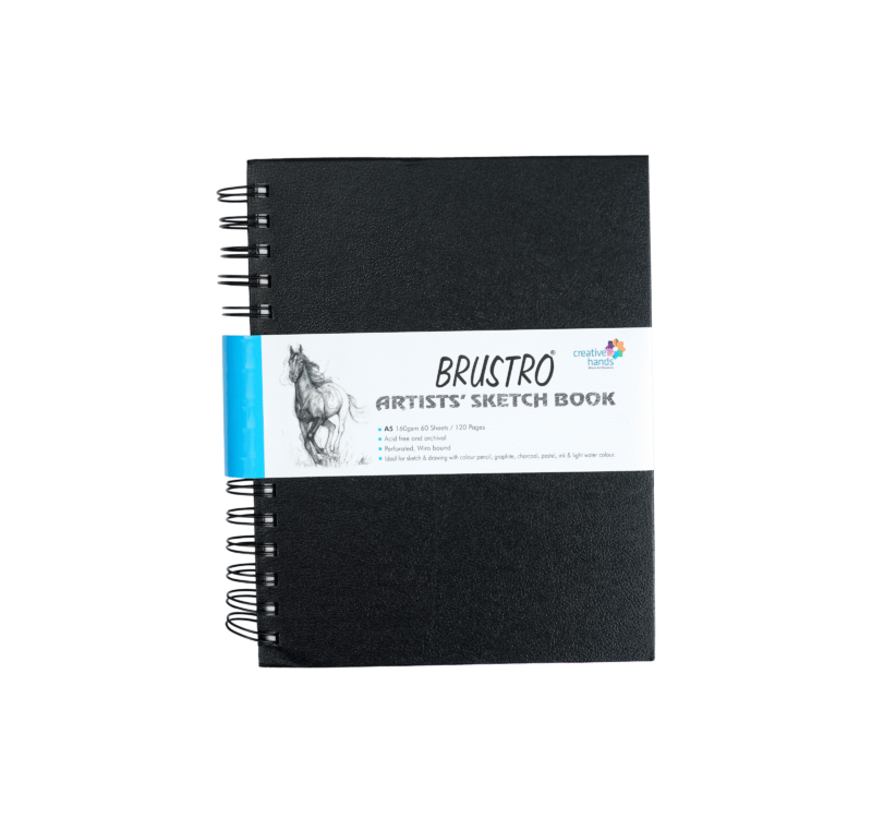 Brustro Wiro Bound A5 Size Artists Sketch Book, 120 Pages, 160 GSM and BRUSTRO Artists ’ FINEART Graphite Pencil Set of 12 (10B-2H) - Image 2