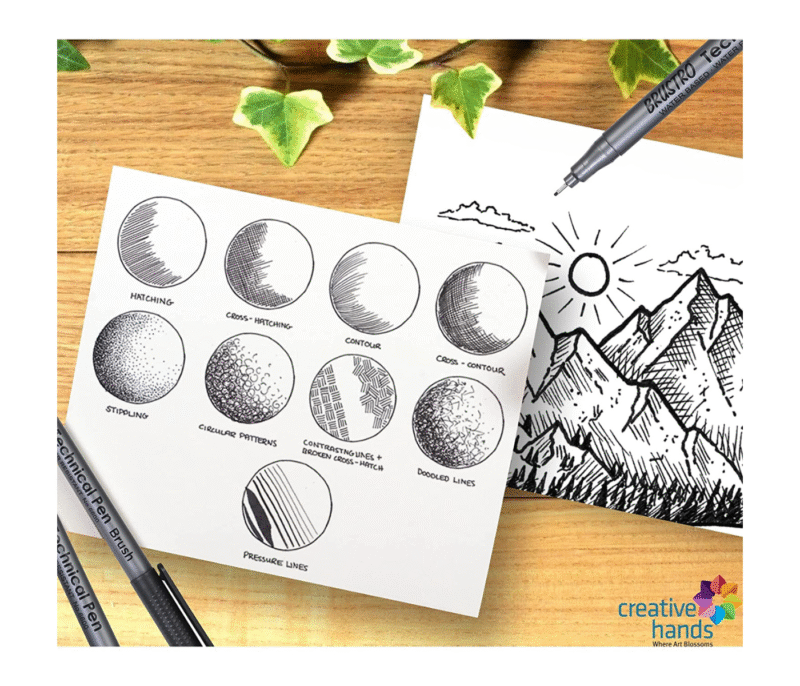 BRUSTRO Technical Pens Fineliner Set|Black| Set of 9|Ideal for Students,Adults|Doodle,Mandala,Fineart,Outline,Waterproof,Architecture,Technical Drawingwith Bristol Ultra Smooth A4 Size ( 20 +4 Sheets ) - Image 4