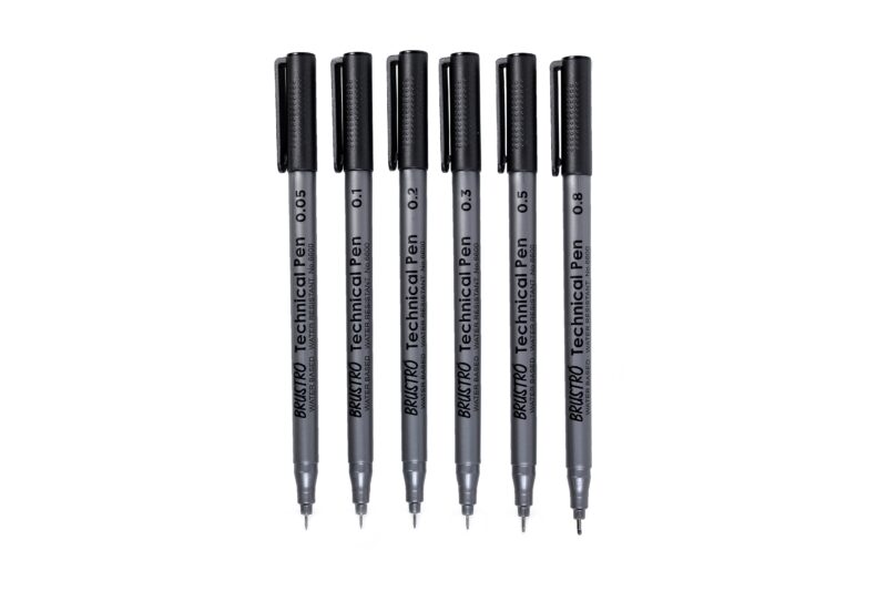BRUSTRO Technical Pen Fineliner Set|Black| Set of 6| Tip Size- 0.05mmI0.1mmI0.2mm|0.3mmI0.5mmI0.8mm|Ideal for Students,Adults|Doodle,Mandala,Fineart,Outline,Waterproof,Architecture,Technical Drawing - Image 5