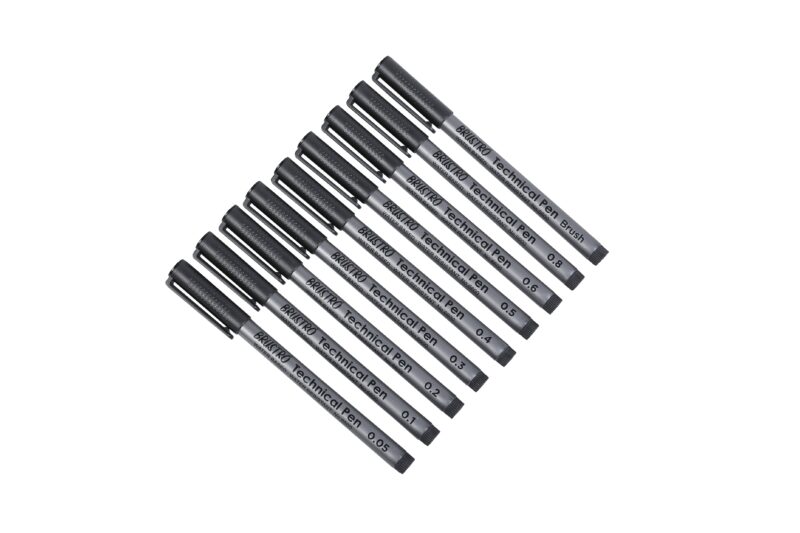 BRUSTRO Technical Pen Fineliner Set| Black| Tip Size- 0.05|0.1|0.2|0.3|0.4|0.5|0.6|0.8 mm| & Brush - Set of 9 | Ideal for Doodle,Mandala,Fineart,Architecture,Technical Drawing,Illustrations,Waterproof - Image 6