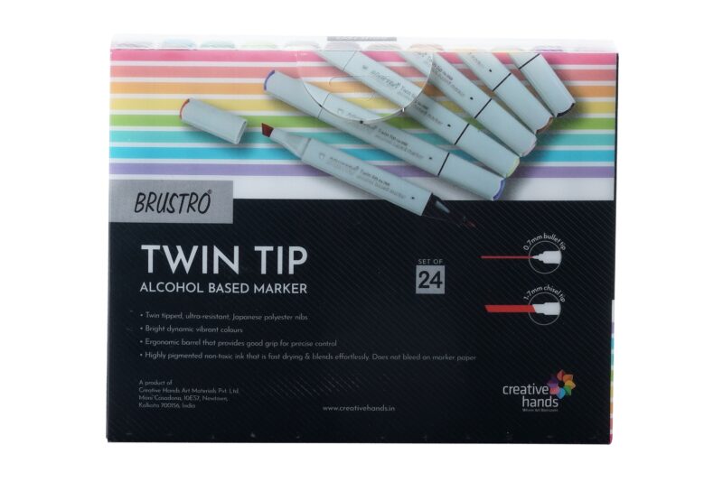 Brustro Twin Tip Alcohol Based Marker Set of 24 (C) in Crossline PP See Through Box - Image 2