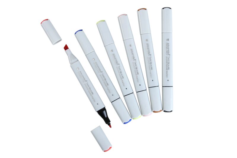 BRUSTRO Twin Tip Alcohol Based Marker Set of 6 in Crossline PP See Through Box - Tryout Set With random color selection - Image 3