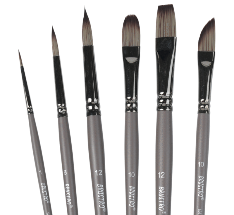 BRUSTRO VelveTouch Artist Brushes | Set of 6 | Gouache, Acrylics, Watercolor, and Oil Painting | Short Handle, Synthetic Bristles, Round, Filbert, Dagger, Flat Shape - Image 16