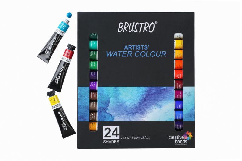 BRUSTRO ARTISTS' WATERCOLOUR SET OF 24 COLOURS X 12ML TUBES - Image 6