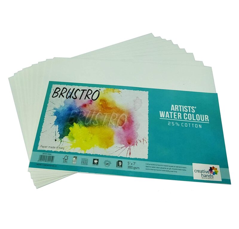 Brustro Watercolour Papers CP 300 GSM 5" X 7" , 3 Packets (Each Packet Contains 9 Sheets) - Image 3