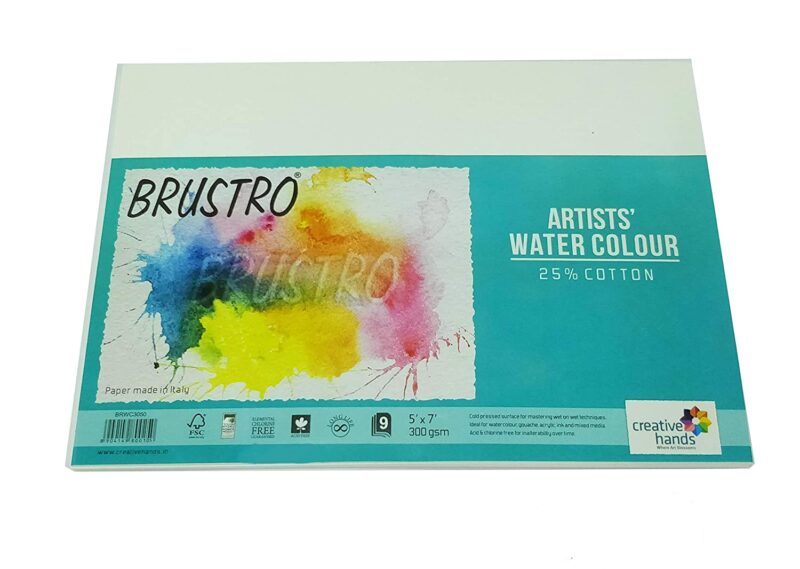 Brustro Watercolour Papers CP 300 GSM 5" X 7" , 3 Packets (Each Packet Contains 9 Sheets) - Image 2
