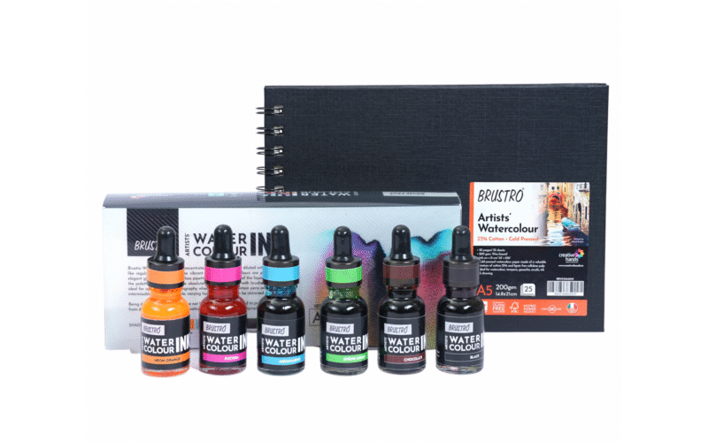 Brustro Watercolour Ink Set A of 6 x 15ml (6 Shades with Free Watercolour A5 Wiro Journal Worth Rs 399 - Image 10
