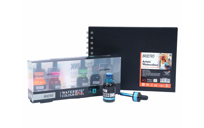 Brustro Watercolour Ink Set A of 6 x 15ml (6 Shades with Free Watercolour A5 Wiro Journal Worth Rs 399 - Image 4