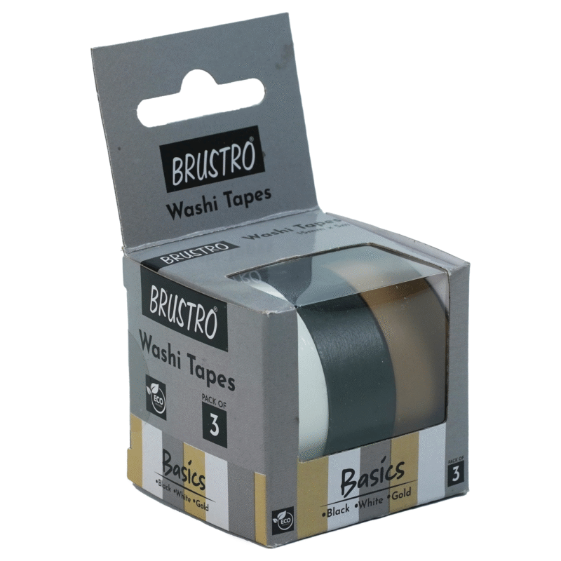 BRUSTRO Washi Tapes Basics Shade, 15 mm x 5 mtrs (set of 3) - Image 7